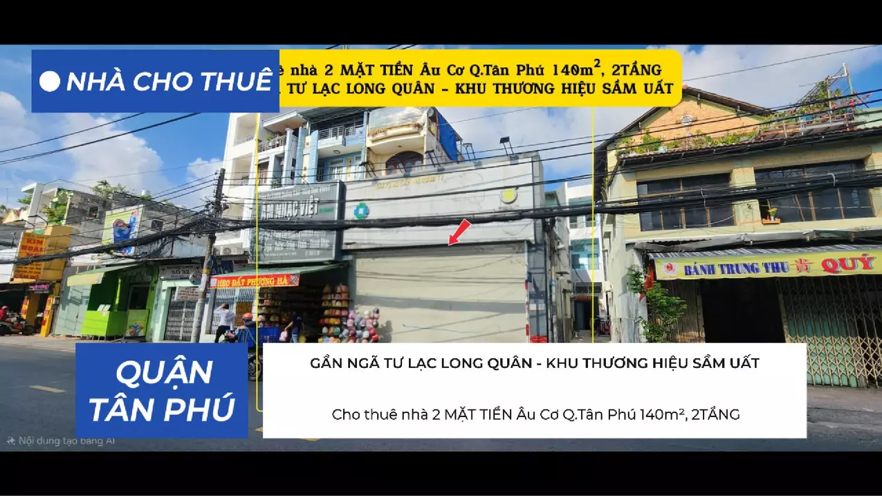 Cho thuê nhà 2 MẶT TIỀN Âu Cơ Q.Tân Phú 140m², 2TẦNG - KHU THƯƠNG HIỆU SẦM UẤT-anh-1