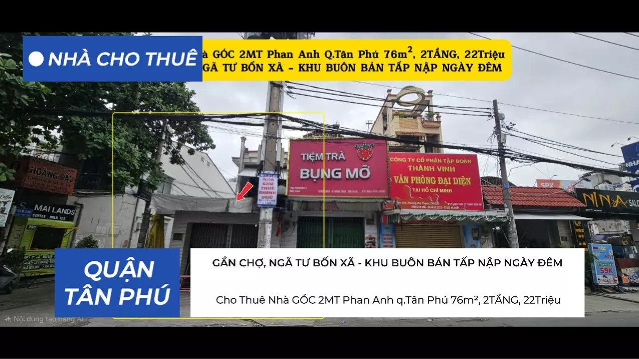 Cho Thuê Nhà GÓC 2MT Phan Anh q.Tân Phú 76m², 2TẦNG, 22Triệu - CẠNH CHỢ-anh-1