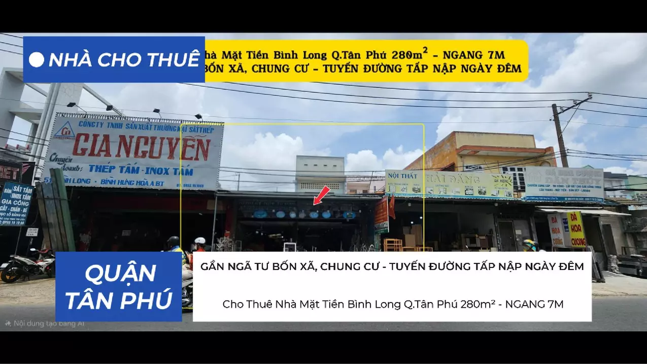 Cho thuê nhà Mặt Tiền Bình Long Q.Tân Phú 280m² - NGANG 7M, GẦN CHUNG CƯ, NGÃ TƯ BỐN XÃ-anh-1