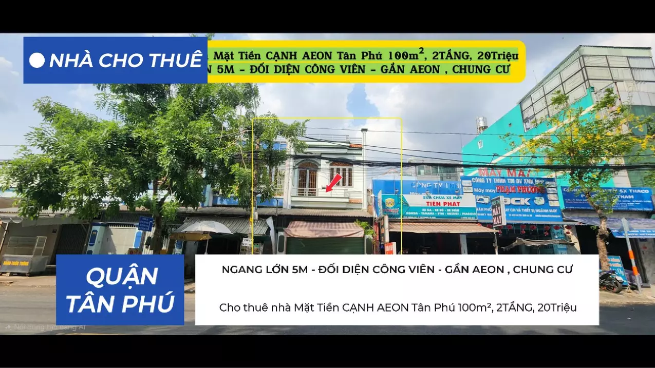 Cho Thuê Nhà Mặt Tiền CẠNH AEON Tân Phú 100m², 2TẦNG, 20Triệu-anh-1