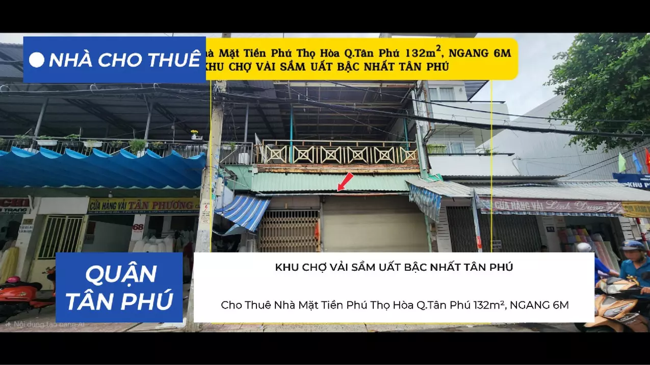 Cho Thuê Nhà Mặt Tiền KHU CHỢ VẢI SẦM UẤT Q.Tân Phú 132m², NGANG 6M --anh-1
