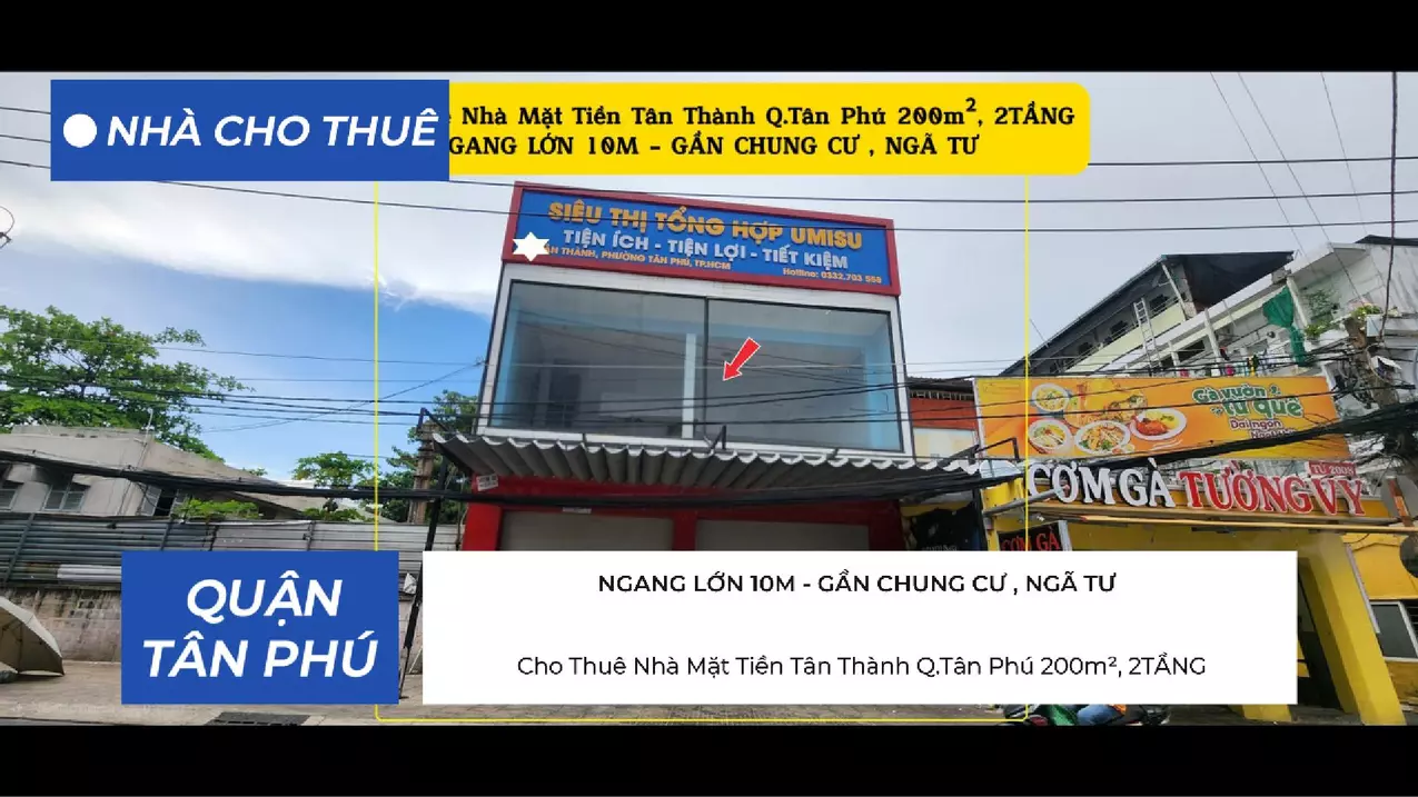 Cho Thuê Nhà Mặt Tiền Tân Thành Q.Tân Phú 200m², 2TẦNG, CẠNH CHUNG CƯ-NGÃ TƯ-anh-1