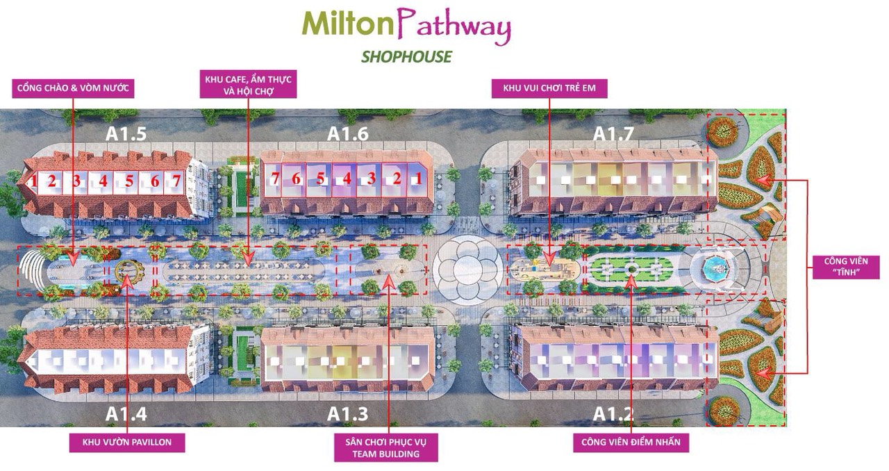 Nhận đặt chỗ Shophouse Milton Pathway nằm ngay trung tâm Bãi Trường.