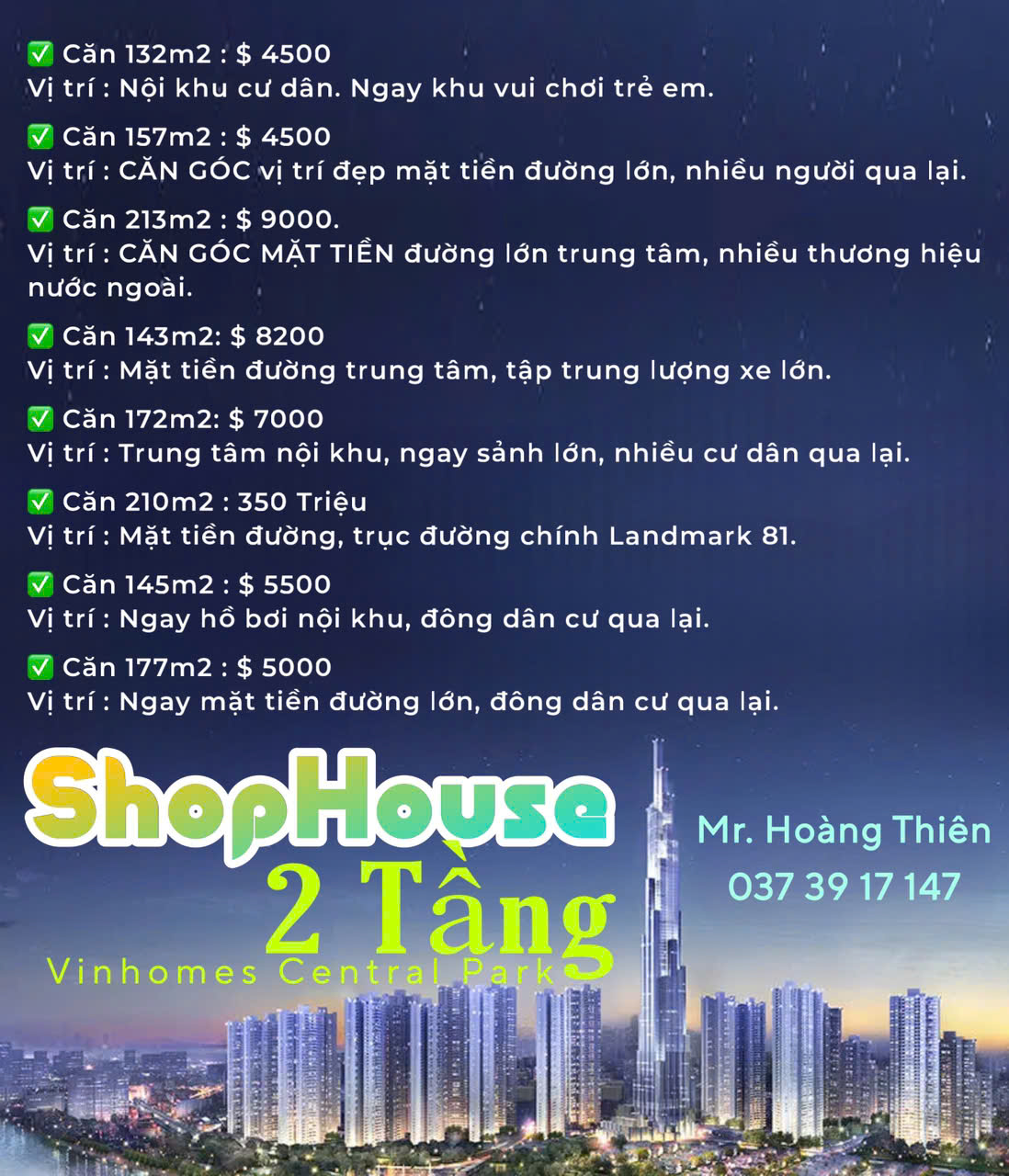 Thuê Shophouse 2 tầng Vinhomes Central Park, Tháng 10.2024 hơn 150m: 112 triệu.LH: 0373917147-anh-1